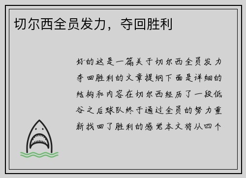 切尔西全员发力，夺回胜利